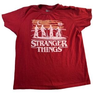 Netflix Stranger Things TShirt Mens M Red Hawkins Bike Riders TV Show
